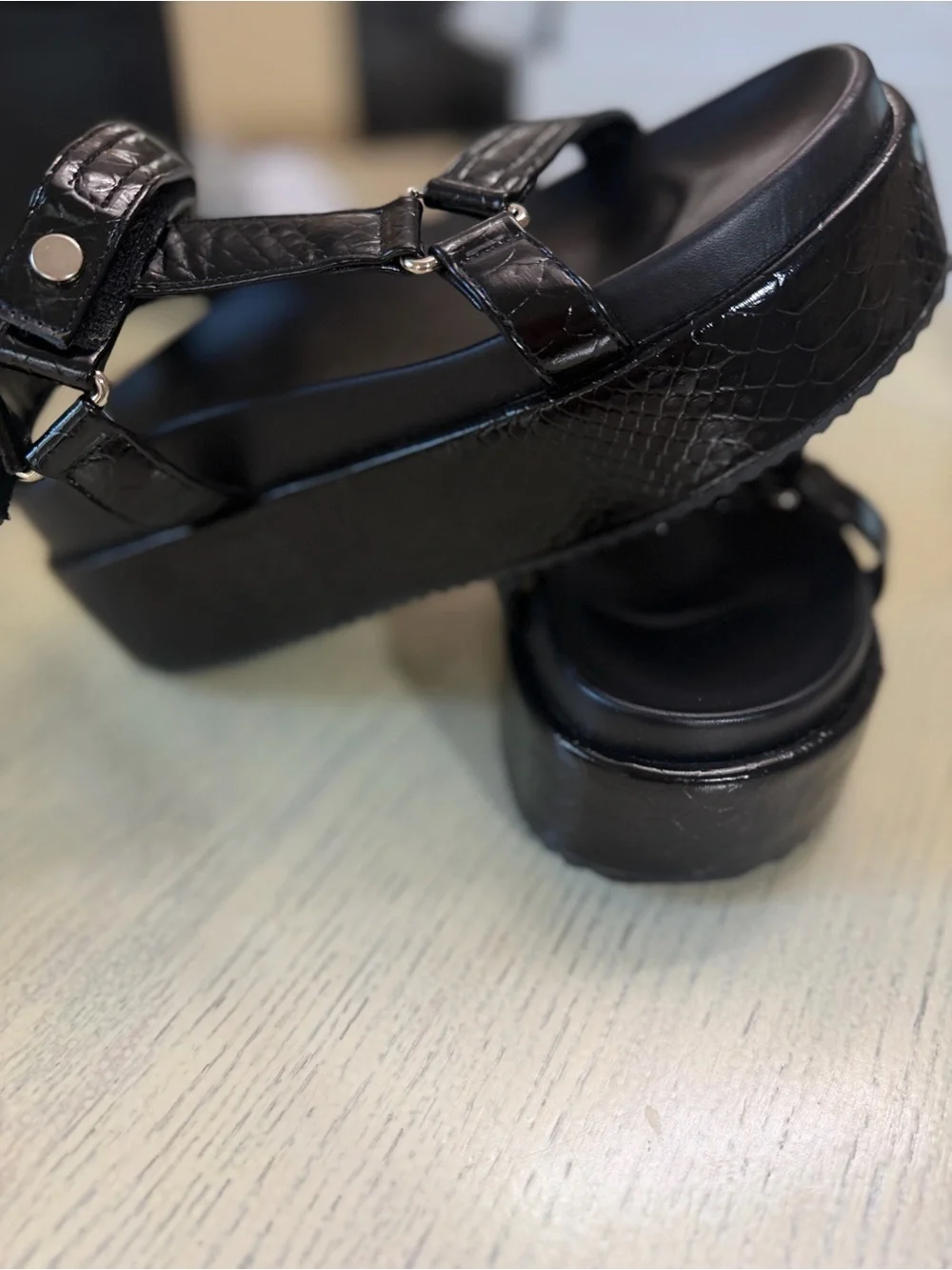 Women's Black Platform Sandal with Ankle Strap